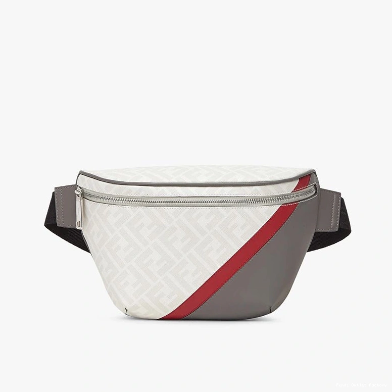 HOT Red In White Belt Bag Fabric Fendi FF Motif 0715